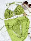Frill Trill Halter Neck Three-Piece Swim Set - OmniGlitz 
