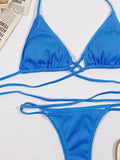 Halter Neck Crisscross Ribbed Bikini Set - OmniGlitz 