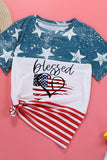 BLESSED Stars and Stripes Color Block T-Shirt - OmniGlitz 