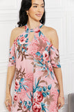 Sew In Love Full Size Fresh-Cut Flowers Cold-Shoulder Dress - OmniGlitz 