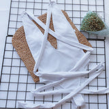 Halter Neck Deep V Tied One-Piece Swimsuit - OmniGlitz 