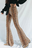 Leopard Print Flare Leg Pants - OmniGlitz 