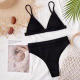 Spaghetti Strap Ribbed Bikini Set - OmniGlitz 