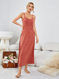 Scoop Neck Spaghetti Strap Night Dress - OmniGlitz 