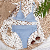 Spaghetti Strap Ribbed Bikini Set - OmniGlitz 