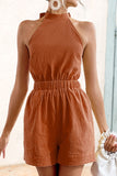 Halter Neck Tie Back Romper - OmniGlitz 