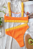 Color Block Scoop Neck Bikini Set - OmniGlitz 