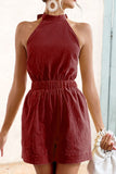 Halter Neck Tie Back Romper - OmniGlitz 