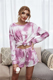 Tie-Dye Dropped Shoulder Top and Shorts Lounge Set - OmniGlitz 