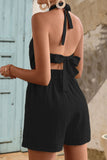 Halter Neck Tie Back Romper - OmniGlitz 