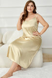 Plus Size Tie-Shoulder Midi Night Dress - OmniGlitz 