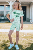 Girls Printed Letter Graphic Lounge Set - OmniGlitz 