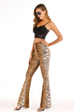 Tiger Print Flare Leg Pants - OmniGlitz 