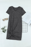 Girls Twisted V-Neck Short Sleeve Dress - OmniGlitz 