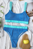 Color Block Scoop Neck Bikini Set - OmniGlitz 