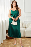 Plus Size Tie-Shoulder Midi Night Dress - OmniGlitz 