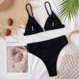 Spaghetti Strap Ribbed Bikini Set - OmniGlitz 