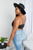 Zenana Full Size Textured Spaghetti Strap Bralette in Black - OmniGlitz 