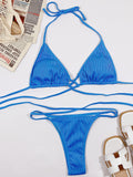 Halter Neck Crisscross Ribbed Bikini Set - OmniGlitz 
