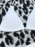 Textured Halter Neck Tie Side Bikini Set - OmniGlitz 