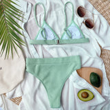 Spaghetti Strap Ribbed Bikini Set - OmniGlitz 