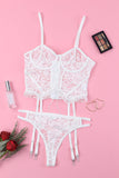 Lace-Up Frill Trim Lingerie Set - OmniGlitz 