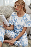 Tie-Dye Tee and Drawstring Waist Joggers Lounge Set - OmniGlitz 