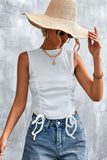 Drawstring Detail Round Neck Tank - OmniGlitz 