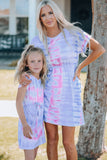 Women Tie-Dye Belted T-Shirt Dress - OmniGlitz 