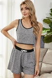 Heathered Contrast Trim Lounge Set - OmniGlitz 