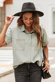 Button Front Collared Short Sleeve Shirt - OmniGlitz 