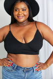 Zenana Full Size Textured Spaghetti Strap Bralette in Black - OmniGlitz 