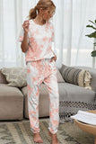 Tie-Dye Tee and Drawstring Waist Joggers Lounge Set - OmniGlitz 