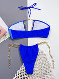 Chain Detail Halter Neck Bikini Set - OmniGlitz 