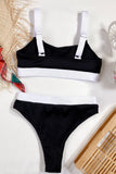 Color Block Scoop Neck Bikini Set - OmniGlitz 