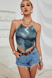 Tie-Dye Halter Neck Point Hem Top - OmniGlitz 