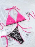 Leopard Print Halter Neck Tie Side Bikini Set - OmniGlitz 