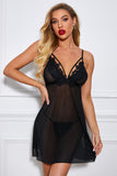 Sheer Lace Mesh Babydoll with Thong - OmniGlitz 