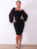 Zip-Back Ruched Bodycon Dress - OmniGlitz 