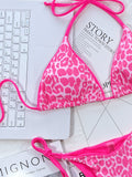 Leopard Print Halter Neck Tie Side Bikini Set - OmniGlitz 