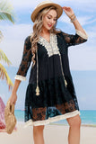 Tassel Spliced Lace Cover Up - OmniGlitz 