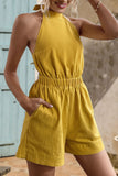 Halter Neck Tie Back Romper - OmniGlitz 