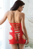 Solid Cutout Mini Bodystocking Dress - OmniGlitz 