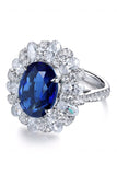 5 Carat Lab-Grown Sapphire Flower Shape Ring - OmniGlitz 