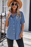 Button Front Collared Short Sleeve Shirt - OmniGlitz 