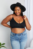 Zenana Full Size Textured Spaghetti Strap Bralette in Black - OmniGlitz 