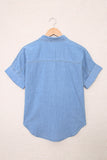 Button Front Collared Short Sleeve Shirt - OmniGlitz 