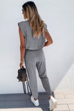 Padded Shoulder Top and Joggers Lounge Set - OmniGlitz 