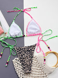 Leopard Tied Halter Neck Bikini Set - OmniGlitz 