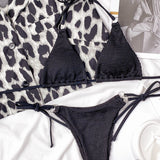 Textured Halter Neck Tie Side Bikini Set - OmniGlitz 